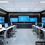 Home 19 클라우드 기반 서버 구성 실전 예제 - A detailed digital illustration of a modern cloud computing control room designed for Spanish-speaki...