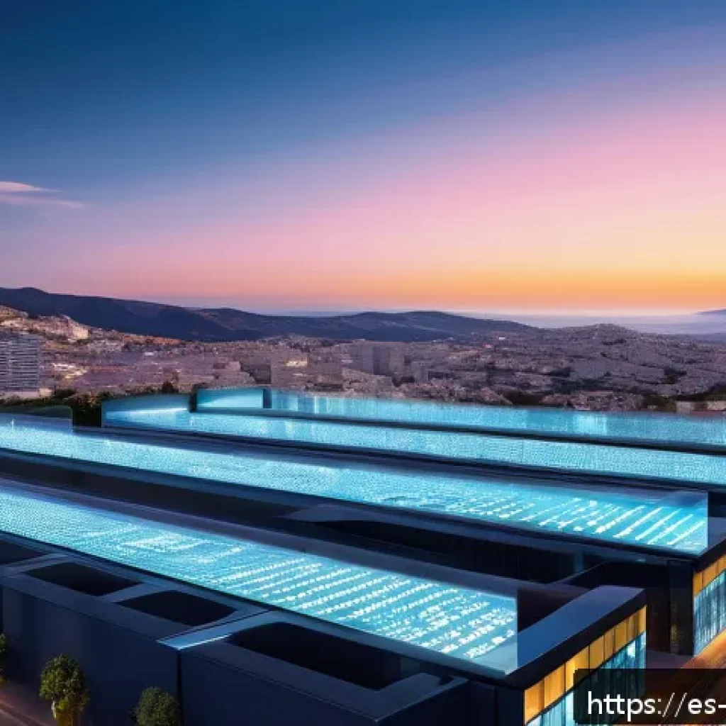 클라우드 네트워크 트래픽 최적화 - A futuristic edge computing data center located near a bustling urban environment in Spain, showing ...